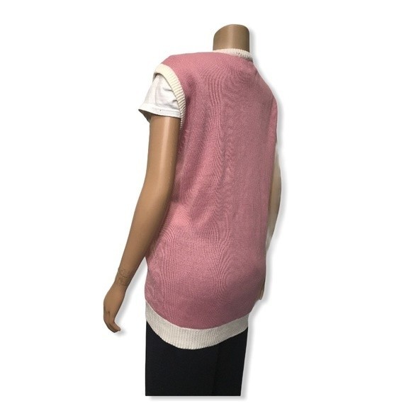 Vintage My Christmas Sweater Pink V Neck Vest Snowflake Print Ivory Size XXL - Picture 8 of 14